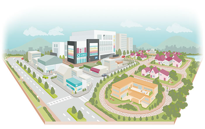 イラスト：街 開業支援 医院開業 医療モール